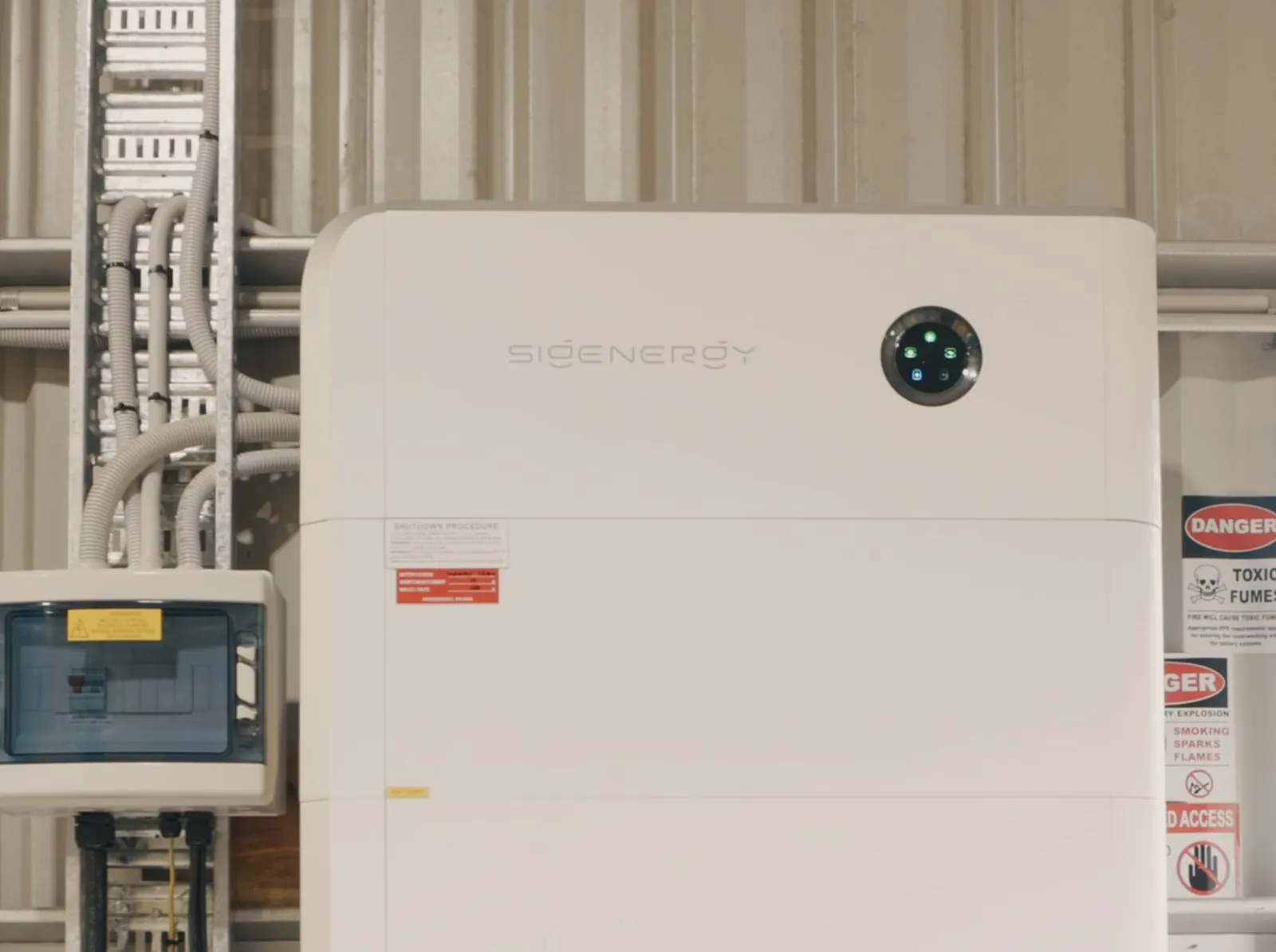 The 48kWh Sigenergy battery in the shed.
