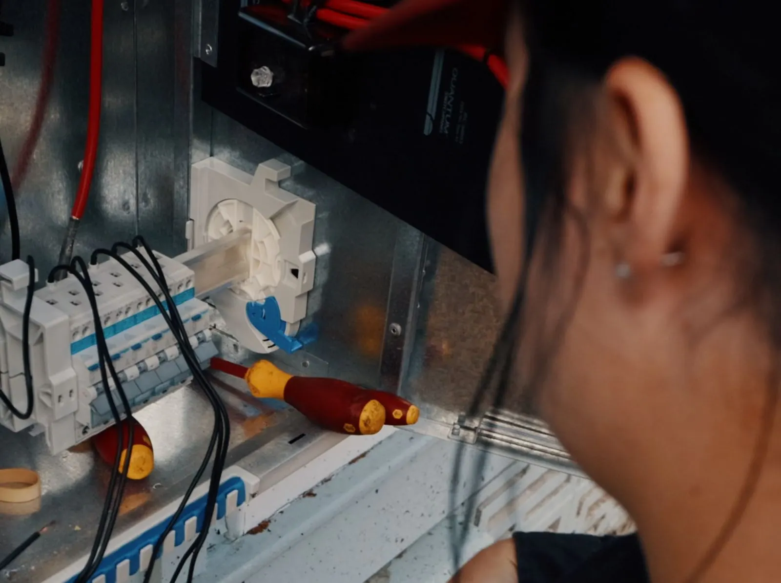 Wiring the upgraded switchboard.