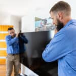 Living room electrical upgrade wall mount flat screen television